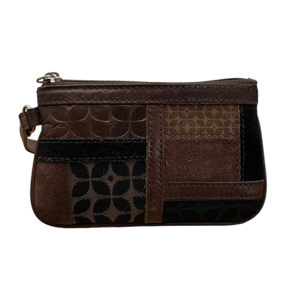 Fossil Vintage tapestry patchwork‎ brown wristlet